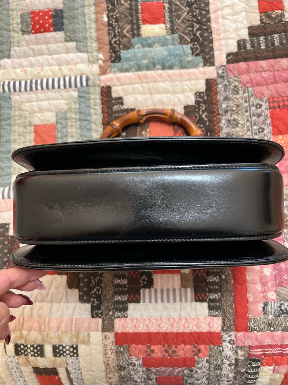 Gucci Black Leather Bamboo Top Handle - Picture 6 of 12